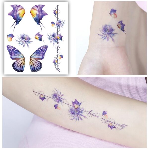 S.A.V.I Glitter Butterfly Temporary Tattoos - 'Believe in Yourself' - Waterproof Eye & Body Makeup for Women & Girls