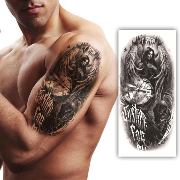 S.A.V.I 'Justice for All' Winged Girl Tattoo - Waterproof 21x10cm - For Men & Women