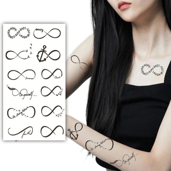 S.A.V.I Infinite Sign 'Be Yourself' Waterproof Temporary Tattoo - 21x10cm for Men & Women