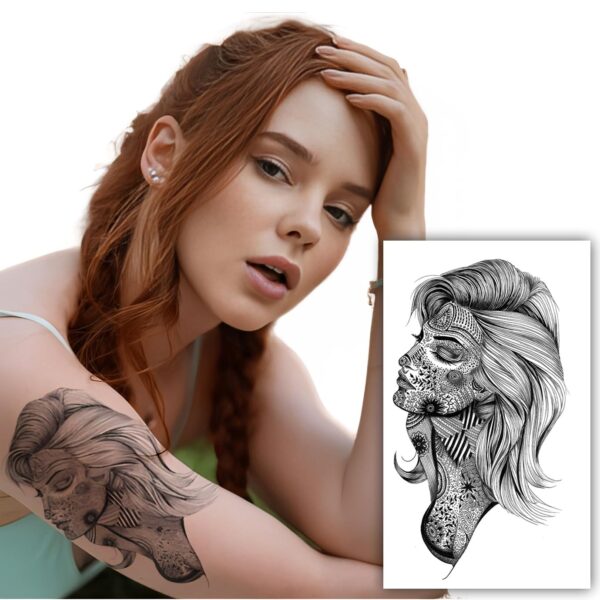 S.A.V.I Illustrated Woman Sketch Temporary Tattoo - Waterproof, 21x11cm - For Men & Women