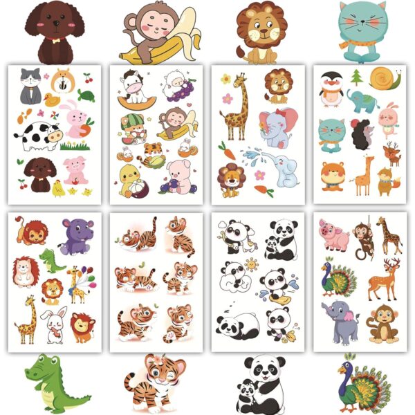 S.A.V.I 75 Kids Jungle Animals Temporary Tattoos - 8 Sheets, Waterproof, Non-toxic, 12x7cm