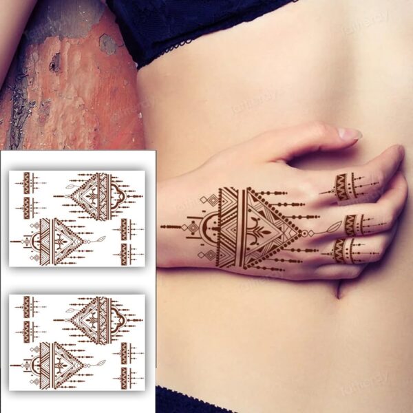 S.A.V.I (2 Sheets) - Henna Tattoo Stickers Waterproof Natural Mehendi For Women's Hands, Arms & Body - 21x15cm