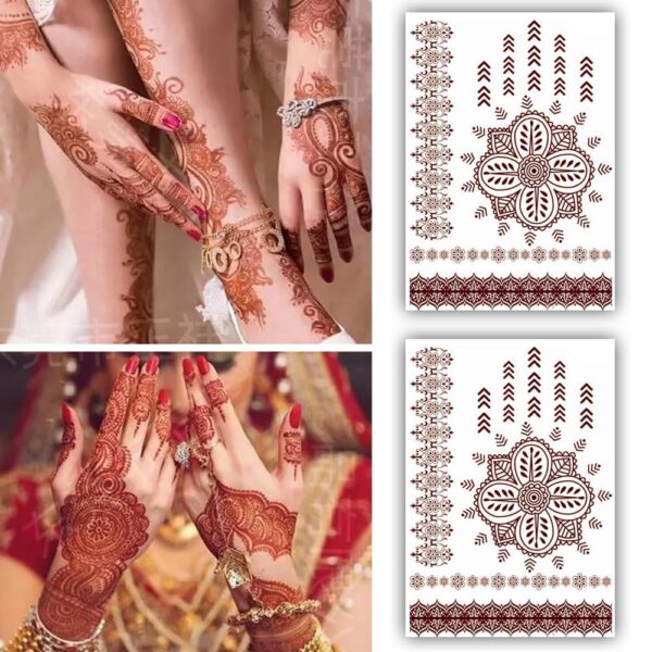 S.A.V.I 2 Sheets, Henna Mehndi Tattoo Stickers - Waterproof, 21x15cm - For Women Hands, Arms & Body