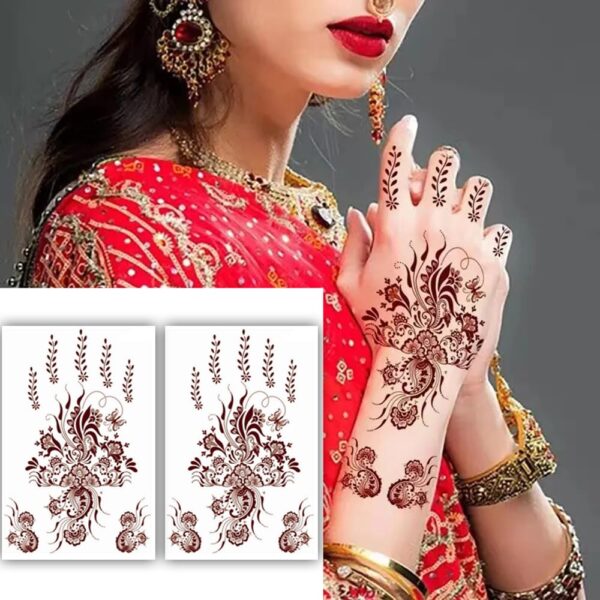 S.A.V.I 2 Sheets | Mehndi Henna Tattoo Stickers | Waterproof 21x15cm | for Women's Hands & Body