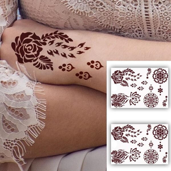 S.A.V.I 2 Waterproof Sheets - Henna Mehendi Temporary Tattoos for Women, 21x15cm