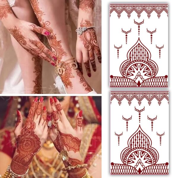 S.A.V.I 2 Sheets, Natural Mehendi Tattoo Stickers - Waterproof Heena Design for Women, 21x15cm