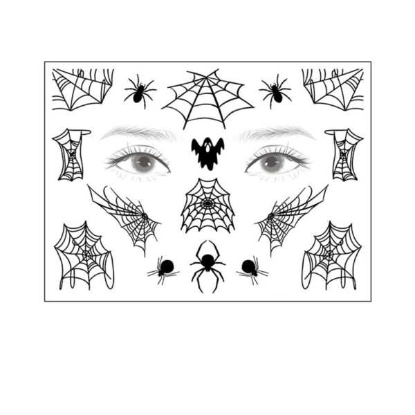 S.A.V.I Spider Web Monster Face Body Temporary Tattoo Stickers, Eye Decoration, Halloween, Spiders Cobweb Tattoo Designs For Face Makeup, Men Girls Boys Women Size 12.5x17cm