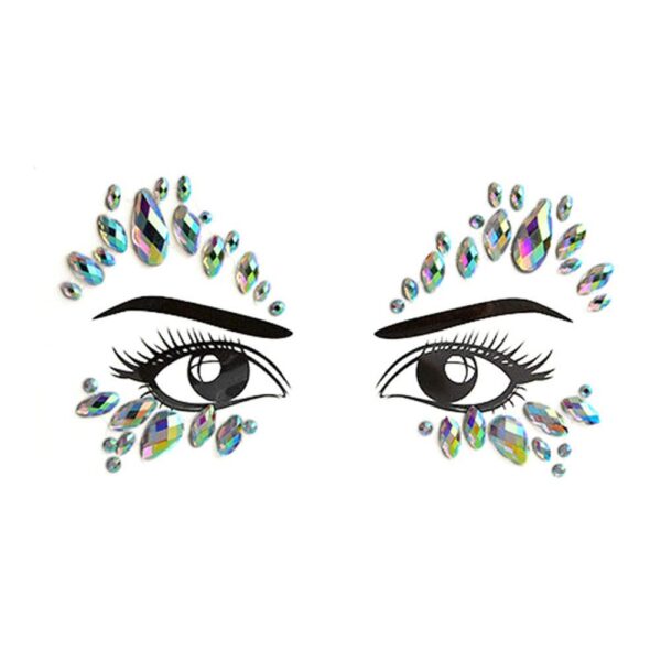 S.A.V.I 3D Face Gems Acrylic Crystal Stickers Rave Eyes Decoration Rhinestone Diamond Forehead Eyebrows Self-adhesive Sticker for Women, 1 Sheet (#13)