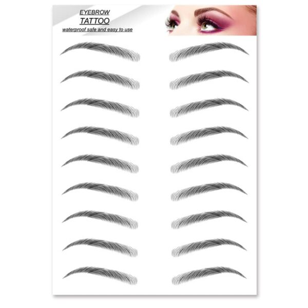 S.A.V.I 9 Pairs 6D Natural Look Eyebrow, Black Long Lasting Upto 4 Days, Waterproof Eyebrow Temporary Tattoo Sticker - 1 Sheet