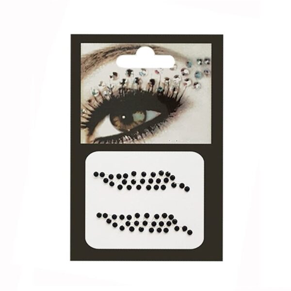 S.A.V.I 3D Black Face Eye Gems 1 Pair, Jewels Rhinestone Sticker Crystal Tattoo For Parade Party Disco Girls Women