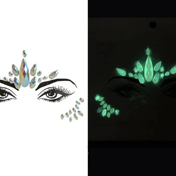 S.A.V.I 3D Luminous Glow in dark Crystal Diamond 3D Rhinestone Faces Jewels Face Stickers for Party Disco Club Bar