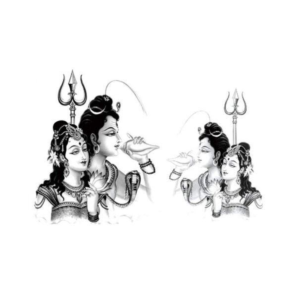 S.A.V.I 3D Temporary Tattoo Lord Shiva Parvati Holy Religious Design Size 21x15CM - 1PC