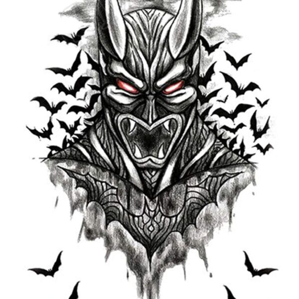 S.A.V.I 3D Temporary Tattoo Devil Batman Monster Flying Bats Design