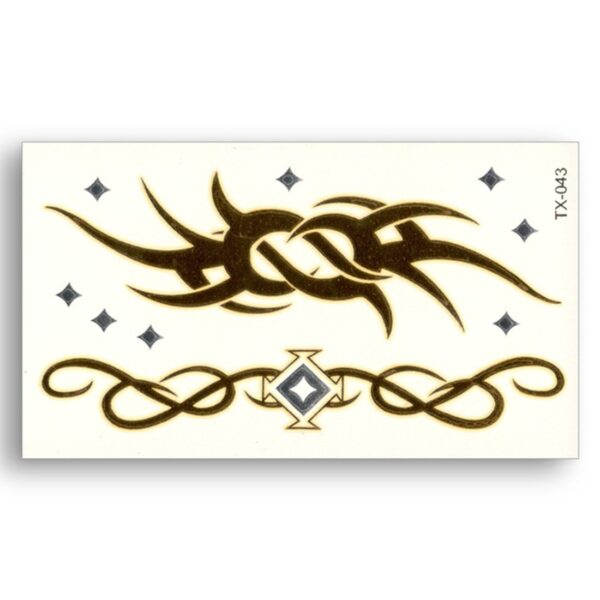 S.A.V.I 3D Temporary Tattoo Golden And Silver Metallic Sticker Design Size 10.5x6CM - 1PC. (43)