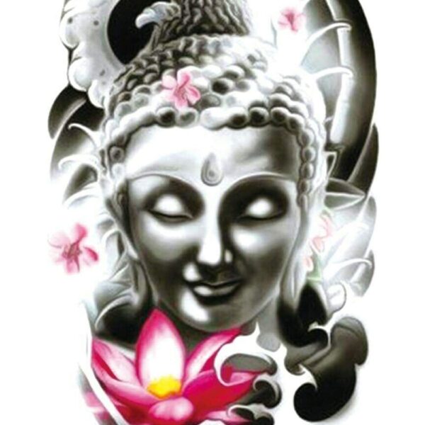 S.A.V.I 3D Temporary Tattoo Beautiful Buddha God Holy Religious Lotus Design Size 21x15CM - 1PC