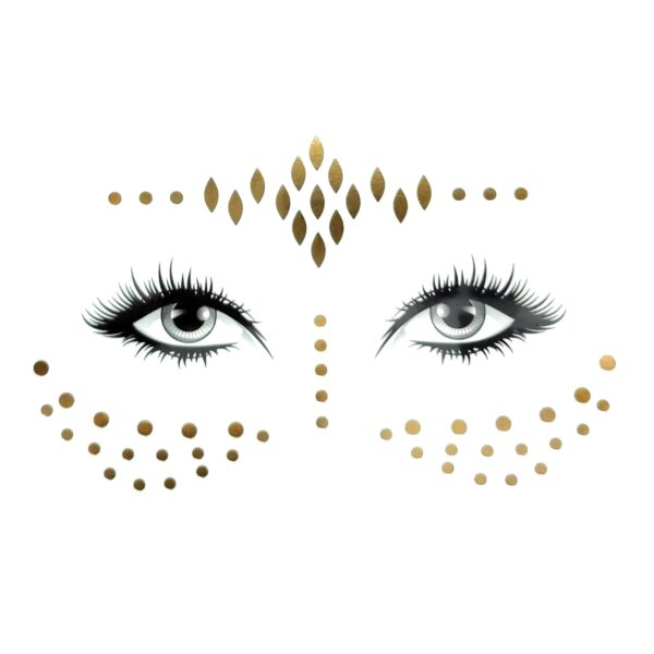 S.A.V.I Round Circle Golden Face Temporary Tattoos - Achieve a Stunning Look with Simple Application, Natural Appearance, Long-lasting, and Effortless Removal
