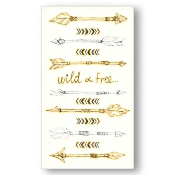 S.A.V.I 3D Temporary Tattoo Golden and Silver Metallic Sticker Design Size 10.5x6cm - 1pc. (45), Gold, 2 g