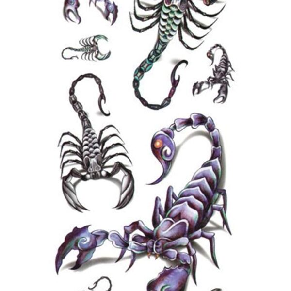 S.A.V.I Temporary Tattoo For Girls Men Women 3D Scorpions Sticker Size 20x10CM - 1PC.