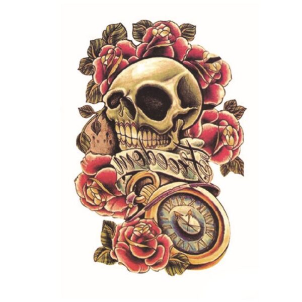 S.A.V.I Temporary Tattoo For Girls Men Women 3D Skull Sticker Size 19x12cm - 1pc. (15)