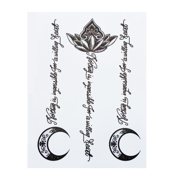 S.A.V.I 3D Temporary Tattoo Waterproof Sticker Beautiful Black Big Flower Text Moon Popular New Designs Size - 21x15cm (793)