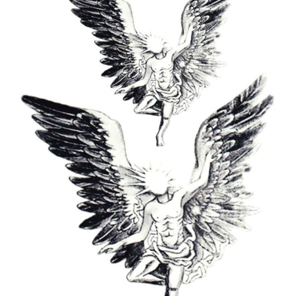 S.A.V.I Temporary Tattoo For Girls Men Women 3D Big Angel With Wings Face Sticker Size 21x15cm - 1pc. (891-1)