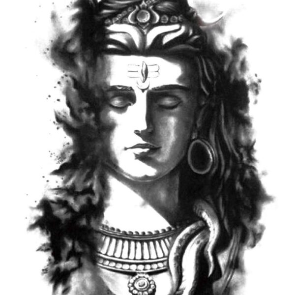 S.A.V.I 3D Temporary Tattoo Black Color Lord Shiva Holy Religious Design Size 21x15CM - 1PC.