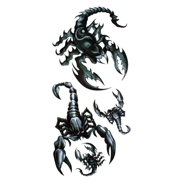 S.A.V.I 3D Temporary Tattoo Sticker Beautiful Black Color Big Scorpion Popular Design Size 19x9 CM - 1PC.