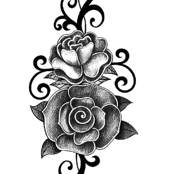 S.A.V.I Temporary Tattoo Stickers, Twin Rose Flowers Tattoo Pattern For Men, Women, Tattoo For Hand Arm, Size 21x11cm - 1Pc.