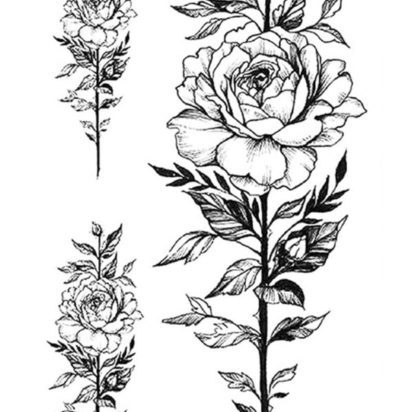 S.A.V.I Temporary Tattoo Stickers, Rose Flowers Leaves Design For Men, Women Size 21x11cm - 1Pc.