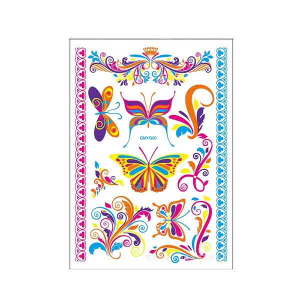 S.A.V.I Neon Temporary Tattoos, UV Color Tattoos For Men Women, Body Face Art, Plant Armband, Fluorescent Butterfly Tattoo, Flash Fake Waterproof Tattoo Stickers, Size- 21x15CM