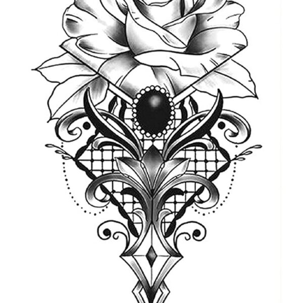 S.A.V.I Temporary Tattoo Stickers, 1 Big Flower Diamond Tattoo Pattern For Men, Women, Tattoo For Hand Arm, Size 21x11cm - 1Pc.