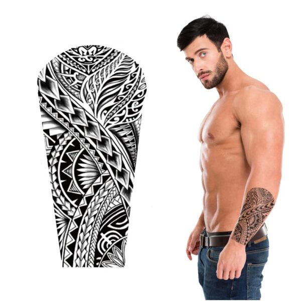 S.A.V.I 3D Temporary Tattoo For Men and Women, Totem Tribal Cool Design, Realistic Tattoos Stickers, Black Color, For Unisex, Size -21x10CM