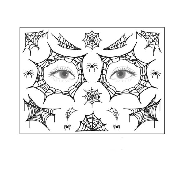 S.A.V.I Spider Webs Face Temporary Tattoo Stickers, Halloween, Spiders Cobweb, Eye Decoration Tattoo Designs For Face Makeup, Men Girls Boys Women Size 12.5x17cm