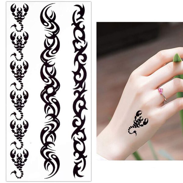 S.A.V.I 3D Temporary Tattoo Sticker Beautiful Black Colour Tribal Totem Cross Heart Popular Design Size 19x9 Cm - 1pc. (71)
