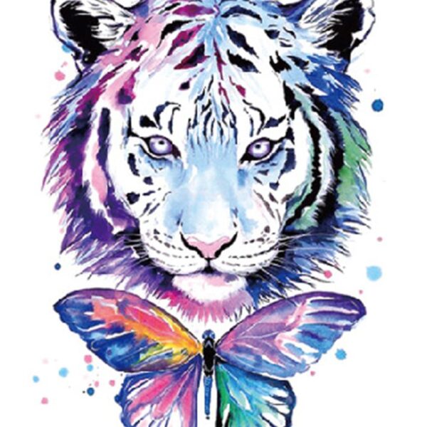 S.A.V.I 3D Temporary Tattoo Waterproof Sticker Beautiful Colorful Big Tiger Leopard Face Popular New Designs Size - 21x15cm (193)