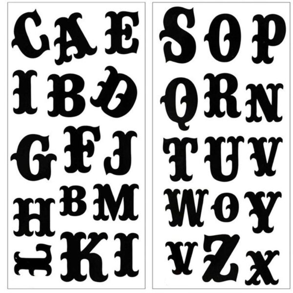 S.A.V.I 3D Temporary Tattoo Sticker Beautiful Black Color Bold English Alphabets Letters Popular Design Size 19x9 CM - 2PCS.