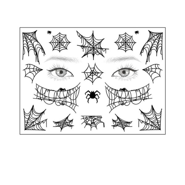 S.A.V.I Spider Web Face Tattoo Body Temporary Tattoo Stickers, Eye Decoration, Halloween, Spiders Cobweb Tattoo Designs For Face Makeup, Men Girls Boys Women Size 12.5x17cm