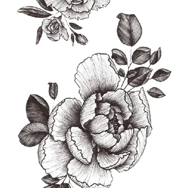 S.A.V.I Temporary Tattoo Stickers, 2 Big Rose Flowers Pattern For Men, Women, Tattoo For Hand Arm, Size 21x11cm - 1Pc.