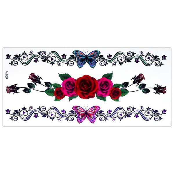 S.A.V.I 3D Temporary Tattoo Sticker Beautiful Colorful Butterflies Totem Arm Hand Popular Design Size 19x9CM - 1PC. (109)