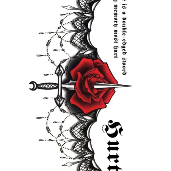 S.A.V.I 3D Temporary Tattoo Waterproof Sticker For Lower Back And Breast Colorful Lace Red Rose Popular Sexy Designs Size - 24x14cm