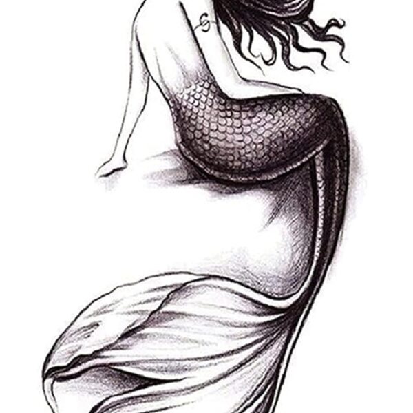 S.A.V.I Temporary Tattoo Stickers, Mermaid Sea Design For Men, Women Size 21x11cm - 1Pc.