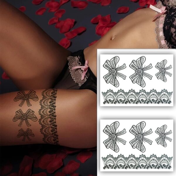 S.A.V.I 2 Sheets, Black Henna Mehndi Temporary Tattoo Stickers, Floral Lace Design, 21x15cm, for Women & Girls