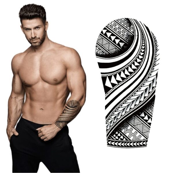 S.A.V.I Temporary Tattoo For Men and Women, Totem Tribal Cool Design, 3D Realistic Tattoos Stickers, Black Color, For Unisex, Size -21x10CM