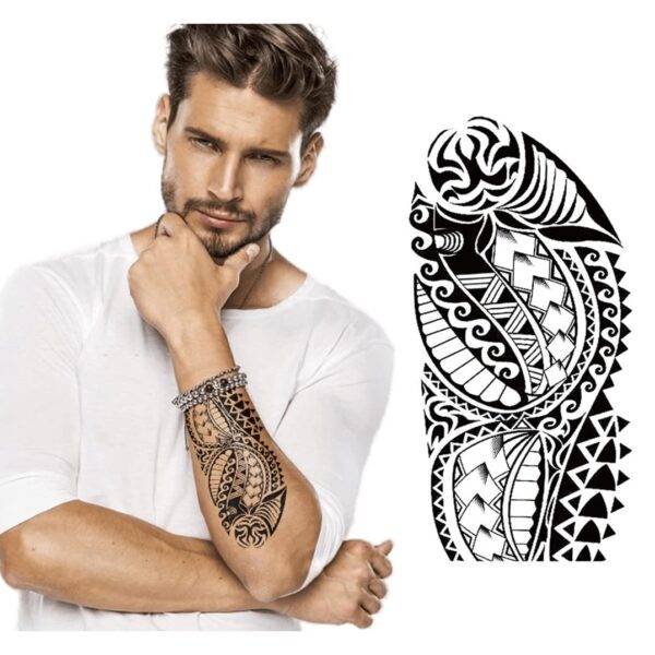 S.A.V.I Temporary Tattoo For Men and Women, Totem Tribal Cool Design, 3D Realistic Tattoos Stickers Waterproof, Black Color