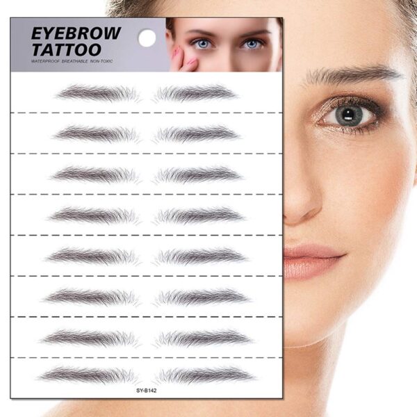 S.A.V.I 8 Pairs 6D Natural Look Eyebrow Styling Long Lasting Up to 7 Days Waterproof Temporary Tattoo Stickers - 1 Sheet