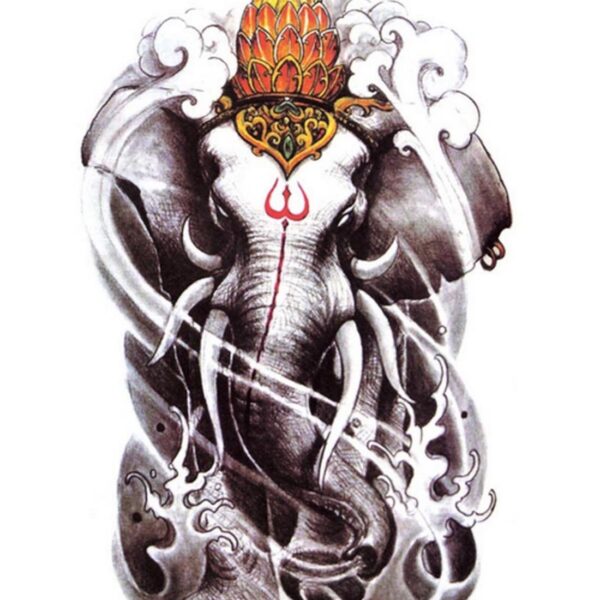 S.A.V.I Temporary Tattoo For Girls Men Women 3D Ganesh Sticker Size 19x12CM - 1PC.