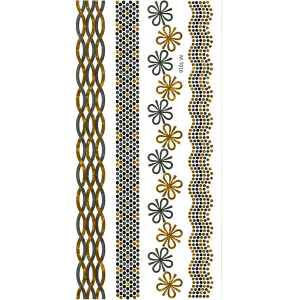 S.A.V.I 3D Temporary Tattoo Golden And Silver Metallic Sticker Arm Wrist Design Size 21x10CM - 1PC.