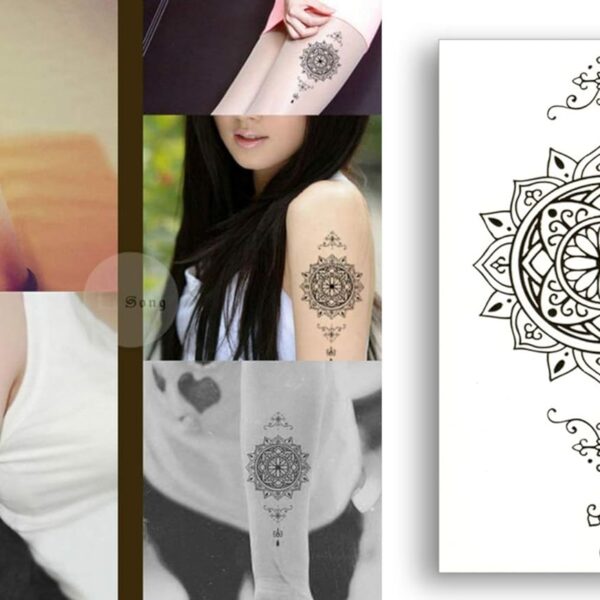 S.A.V.I Temporary Tattoo For Girls Men Women Tribal Totems Black Sticker Size 19x12CM - 1PC.
