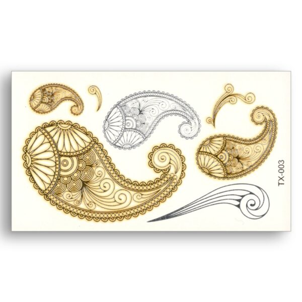 S.A.V.I 3D Temporary Tattoo Golden And Silver Metallic Sticker Design Size 10.5x6CM - 1PC. (3), Gold, 4 g