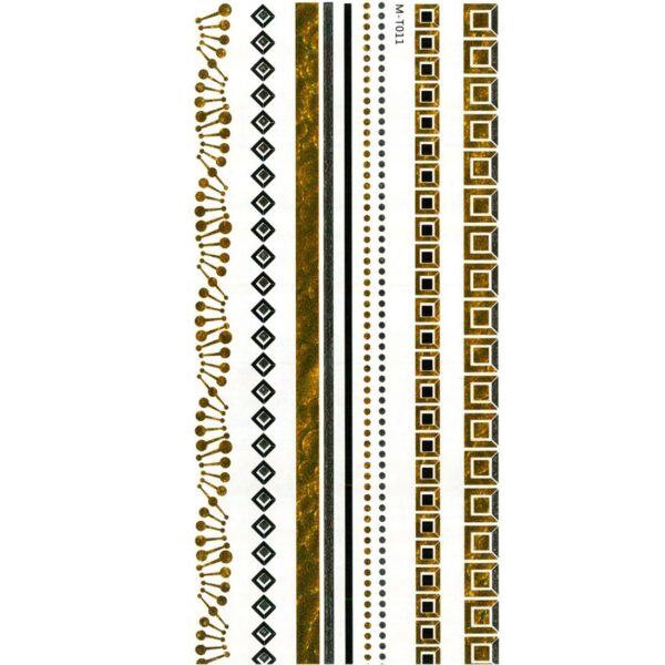 S.A.V.I 3D Temporary Tattoo Golden And Silver Metallic Sticker Arm Wrist Design Size 21x10CM - 1PC.